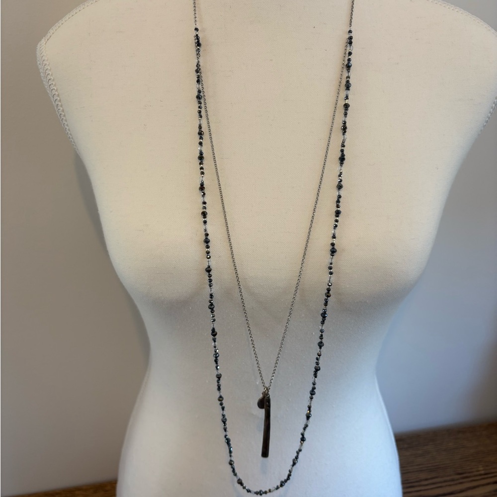 Chan Luu Silver Necklace with Black Beads